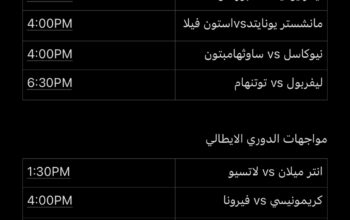 جدول مباريات كرة القدم يوم الاحد 2023/4/30