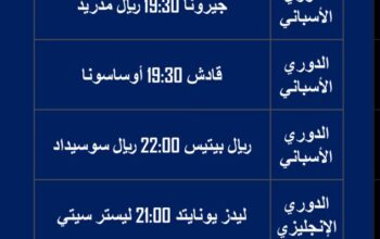 جدول مباريات كرة القدم يوم الثلاثاء 2023/4/25