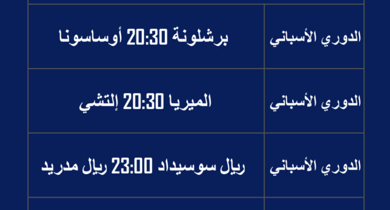 مباريات كرة القدم يوم الثلاثاء 2023/5/2