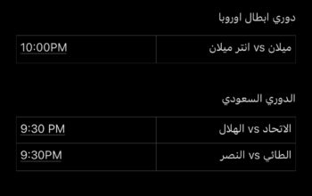 مواجهات يوم الثلاثاء