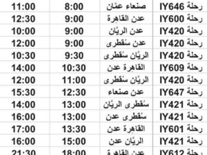 رحلات طيران اليمنية يوم الإثنين 31/7/2023 م