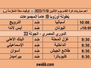 أهم مباريات كرة القدم يوم الإثنين 2023/7/10 ⚽️ توقيت مكة المُكرَّمة 🕰️