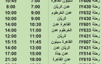 رحلات طيران اليمنية يوم الخميس 10/8/2023 م