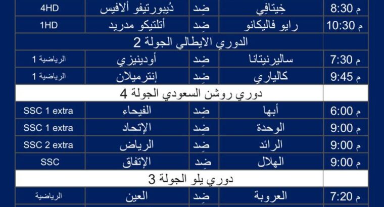 أهم مباريات كرة القدم يوم الإثنين 28/8/2023 توقيت مكة المُكرَّمة