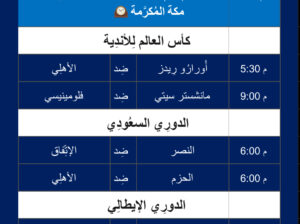أهم مباريات اليوم لكرة القدم يوم الجمعة 22/12/2023 ⚽️ توقيت مكة المُكرَّمة 🕰️