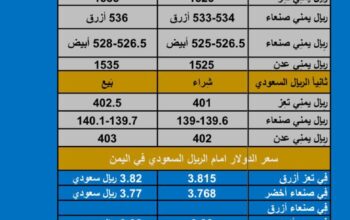 سعر الصرف في اليمن اليوم الأحد بتاريخ /31/12/2023