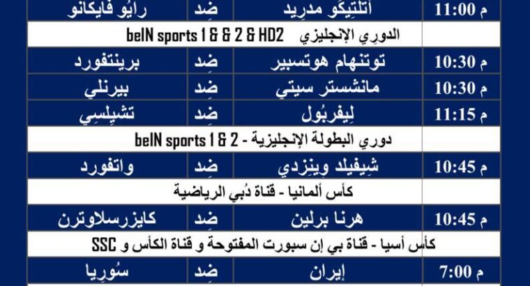 أهم مباريات كرة القدم ليوم الأربعاء 31/1/2024 ⚽️ 🕰️
