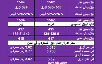 سعر الصرف في اليمن اليوم السبت بتاريخ 20/1/2024
