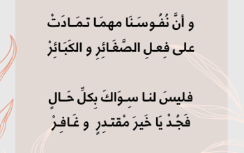 إلهي أنت أعلم بالسرائر و ما نخفيه في تلك الضمائر و أن نفوسنا مهما تمادت
