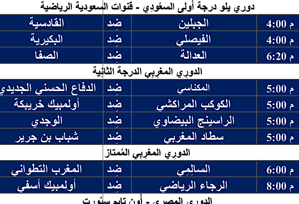 جدول مباريات كرة القدم ليوم الأحد 3/3/2024 ⚽️ 🕰️