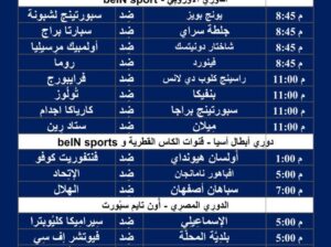 جدول مباريات كرة القدم ليوم الخميس 15/2/2024 ⚽️ 🕰️