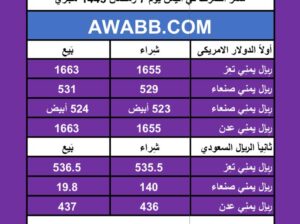 سعر الصرف في اليمن يوم 17/3/2024 الأحد