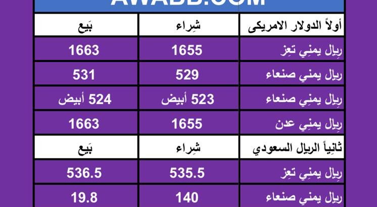 سعر الصرف في اليمن يوم 17/3/2024 الأحد