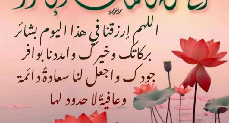 اللهم ارزقنا في هذا اليوم بشائر خيرك ‏وأمددنا بوافر جودك واجعل لنا في هذا الصباح رزقاً وسعادة وعافية