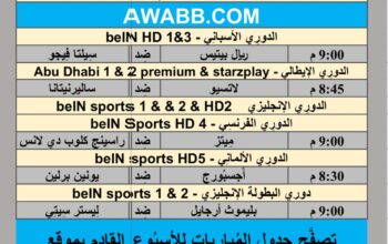 جدول مباريات كرة القدم يوم 12/4/2024 الجمعة
