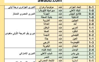 نتائج مباريات كرة القدم ليوم الثلاثاء 2024/5/21 م 13 ذو القعدة 1445هجرية