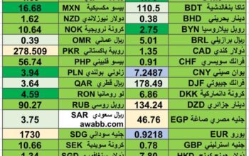 كشف يومي حول اسعار العملات الدولية 2024/5/20 Daily report currency exchange rates