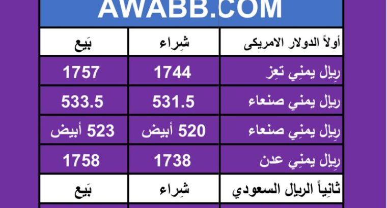 اسعار العملات في اليمن يوم 2024/5/26