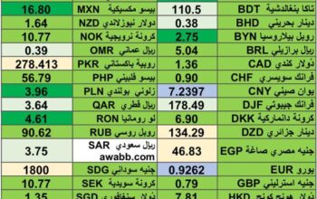 كشف يومي حول اسعار العملات الدولية 2024/5/15 Daily report currency exchange rates
