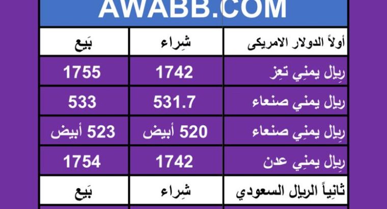 اسعار العملات في اليمن يوم 2024/5/28