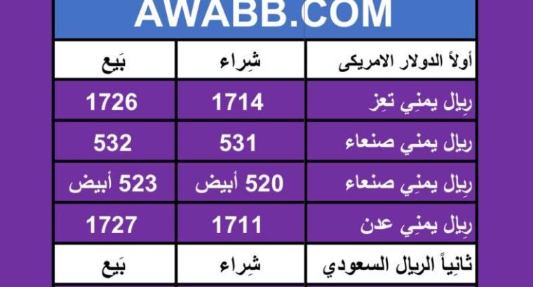 اسعار العملات في اليمن يوم 2024/5/19