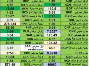 كشف يومي حول اسعار العملات الدولية 2024/5/21 Daily report currency exchange rates