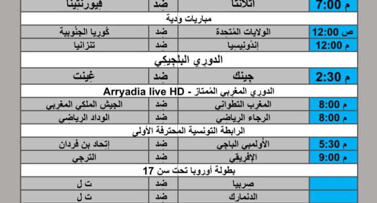 جدول مباريات كرة القدم يوم 2024/6/2م توقيت مكة المكرمة