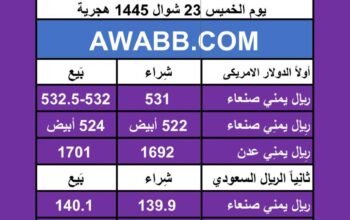اسعار العملات في اليمن يوم 2024/5/2