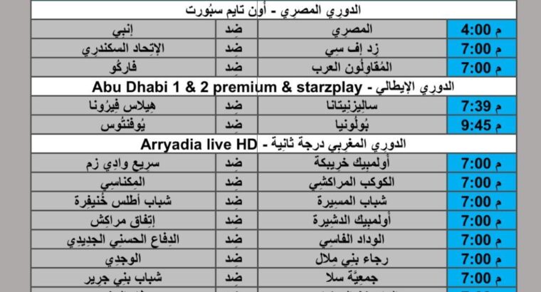 جدول مباريات كرة القدم يوم 2024/5/20 توقيت مكة المكرمة