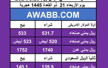 اسعار العملات في اليمن يوم 2024/5/29