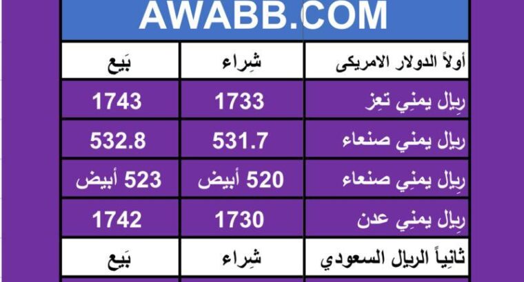 اسعار العملات في اليمن يوم 2024/5/23