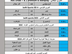 جدول مباريات كرة القدم يوم 2024/5/10