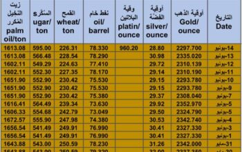 كشف يومي حول سعر السلع اليوم و الفضة و النفط و القمح الأمريكي و السكر و زيت النخيل المكرر Daily report for gold prices silver fuel oil wheat sugar and palm oil 2024/6/14