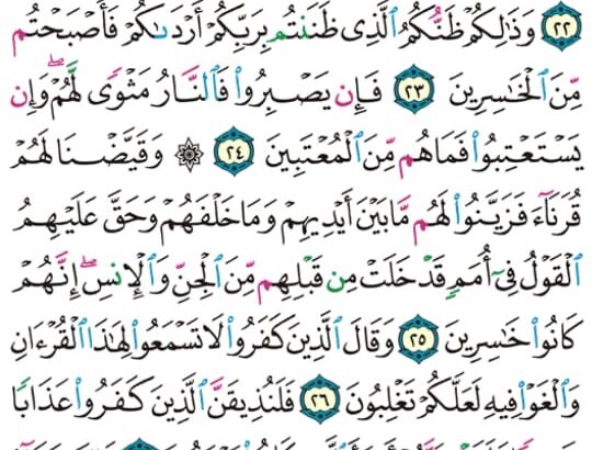 الوِرد اليومي سورة فصلت من الاية 21 إلى الاية 29 و من الاية 30 إلى الاية 38