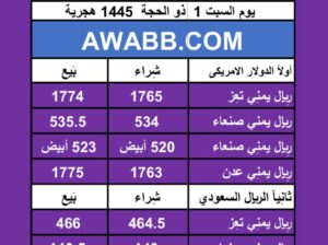اسعار العملات في اليمن يوم 2024/6/8