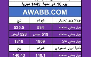 اسعار العملات في اليمن يوم 2024/6/22