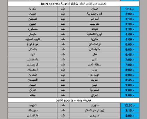 جدول مباريات كرة القدم يوم 2024/6/11 م