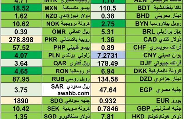كشف يومي حول اسعار العملات الدولية 2024/6/18 Daily report currency exchange rates
