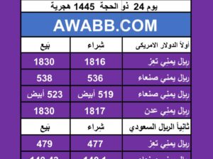 اسعار العملات في اليمن يوم 2024/6/30