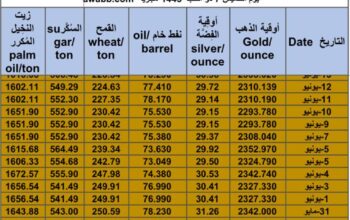 كشف يومي حول سعر السلع اليوم و الفضة و النفط و القمح الأمريكي و السكر و زيت النخيل المكرر Daily report for gold prices silver fuel oil wheat sugar and palm oil 2024/6/13