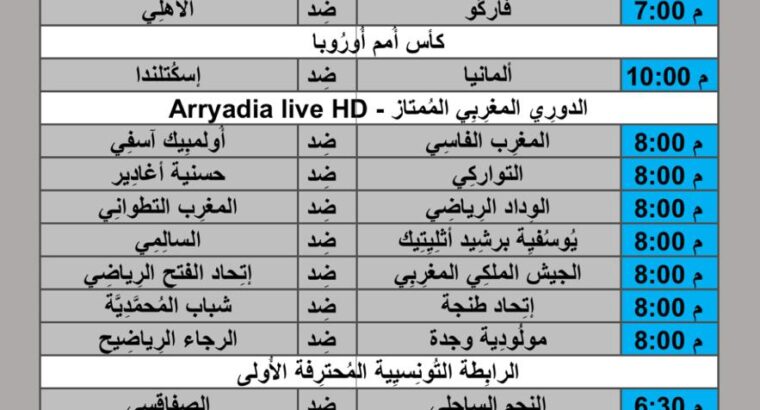جدول مباريات كرة القدم يوم 2024/6/14 م