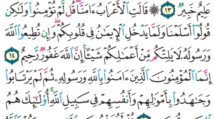 الوِرد اليومي سورة الحجرات سورة رقم 12 من الآية 28