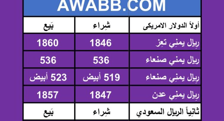 اسعار العملات في اليمن يوم 2024/7/4