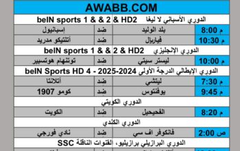جدول مباريات كرة القدم يوم 2024/8/19 م