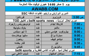 جدول مباريات كرة القدم يوم 2024/8/6 م