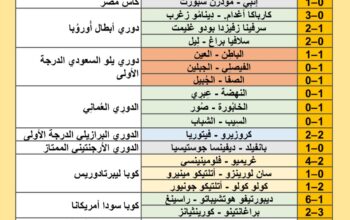 نتائج مباريات كرة القدم ليوم 2024/8/20 م 17 صفر 1446 هجري