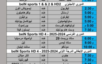 جدول مباريات كرة القدم يوم 2024/8/17 م
