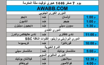 جدول مباريات كرة القدم يوم 2024/8/10 م