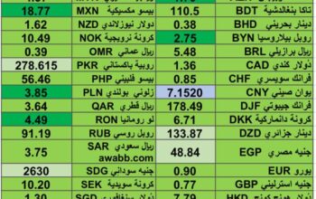 كشف يومي حول اسعار العملات الدولية 2024/8/21 Daily report currency exchange rates to USD