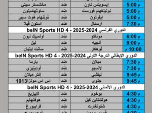 جدول مباريات كرة القدم يوم 2024/8/24 م